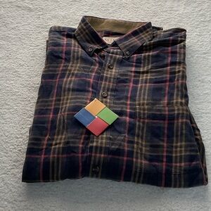 Mine Men's Navy and Brown Plaid Shirt